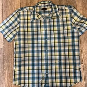 Marmot Button Up Shirt Mens XL  Blue Green  Short Sleeve Outdoor Hiking Shirt